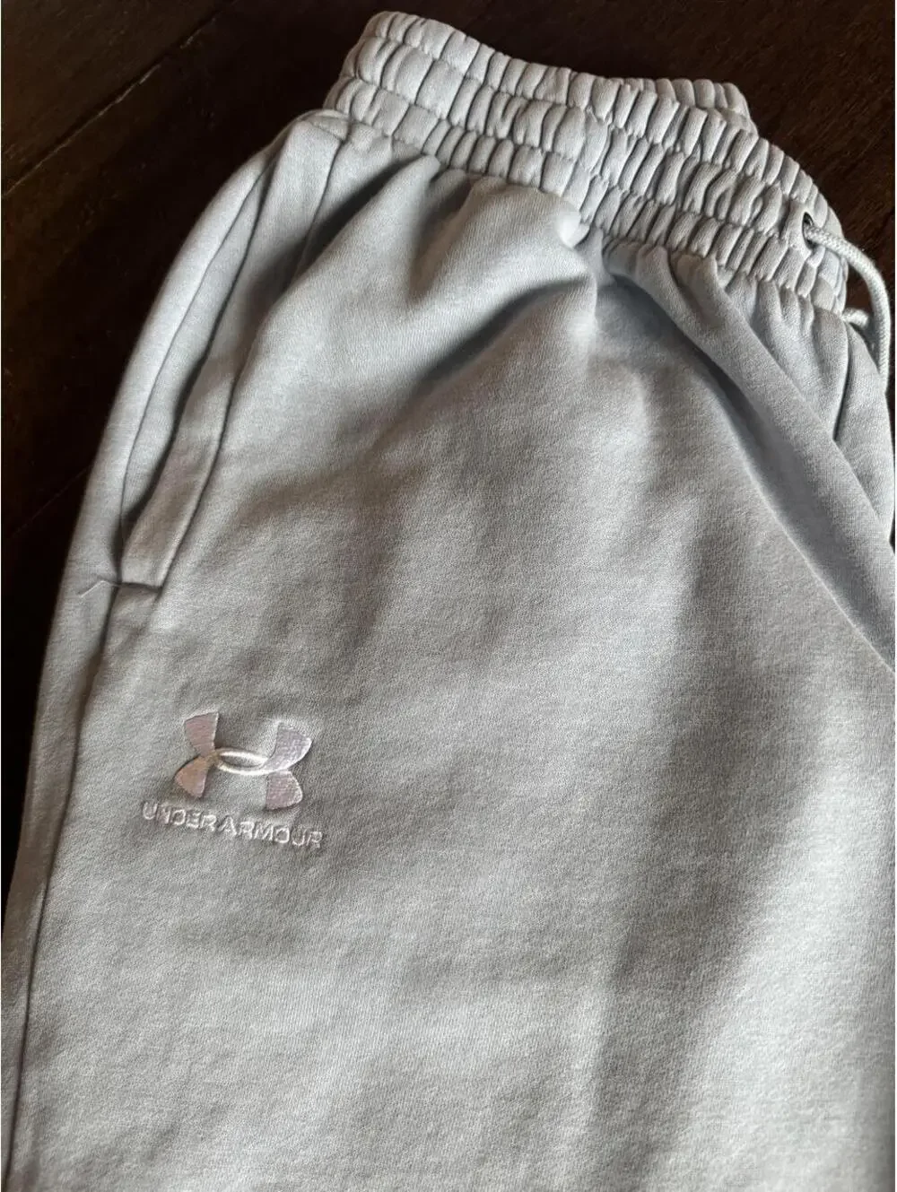 Under Armour Large Heavyweight Fleece Sweatpants Light Gray Relaxed Fit